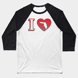 Florida Stickers and Gifts | I Heart Florida Map Outline Baseball T-Shirt